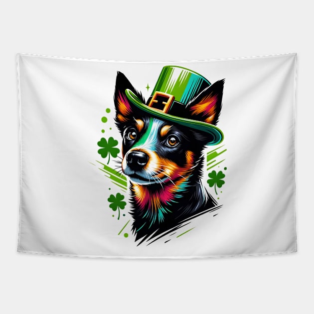 Lancashire Heeler Dons Leprechaun Hat for St Patrick's Day Tapestry by ArtRUs