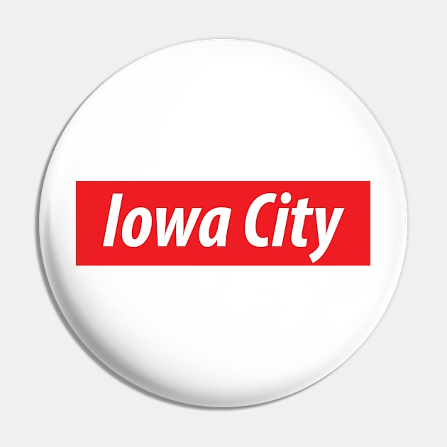 ​'Iowa City' Iowa USA white text on a red background Pin by keeplooping