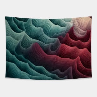 Cool Toned Abstract Wave Illustration Tapestry