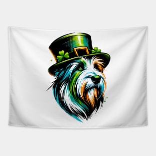 Bearded Collie in Leprechaun Hat for Saint Patrick's Day Tapestry