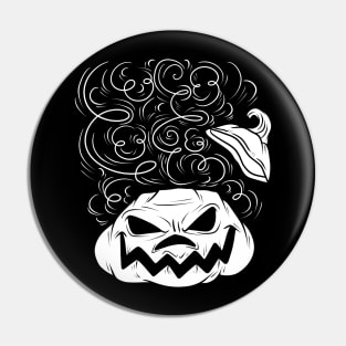 Scary Jack O' Lantern White Silhouette Pin