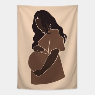 Abstract pregnant vector mother silhouette Illustration Tapestry