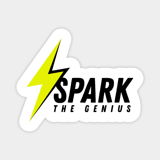 Spark The Genius logo in black - centered by words Magnet by Spark The Genius