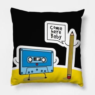 Come Here Baby Funny Cartoon Cassette Tape Loves Pencil Pillow