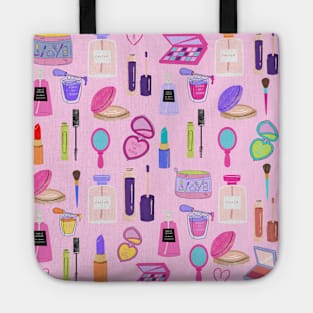 Pink Beauty Makeup Cosmetics Pattern Tote