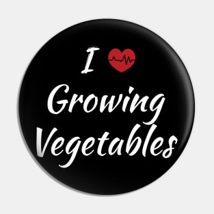 I Love Growing Vegetables Cute Red Heart / Heartbeat Pin