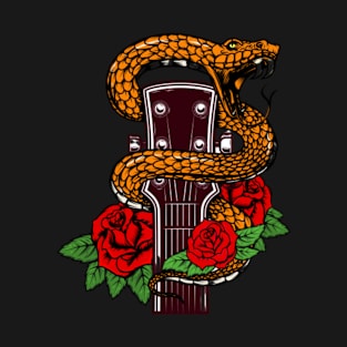 Snake, Guitar and Roses T-Shirt