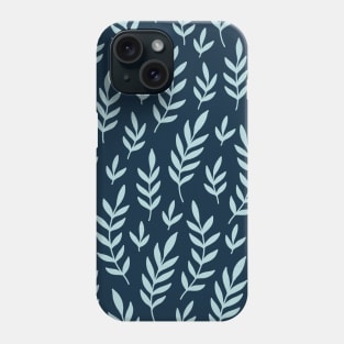 blue simple leaf pattern Phone Case