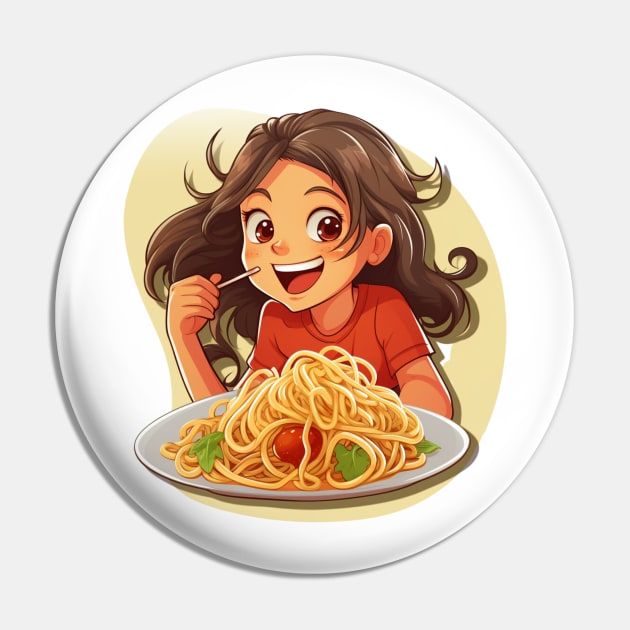 Cute Girl Eating Spaghetti Pin by Riverside-Moon