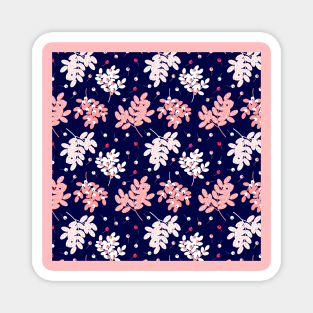 Floral design Navy Pink Pattern Magnet
