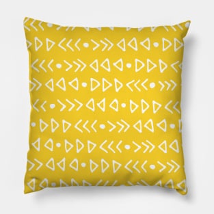 Mustard Yellow White Triangles and Arrows Pattern Pillow