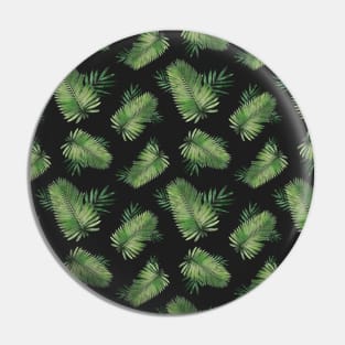 Green Palm Leaves on Black Background Pattern Pin