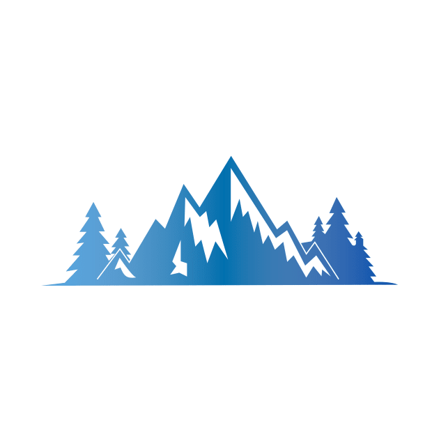 Mountains and trees in blue by ramith-concept