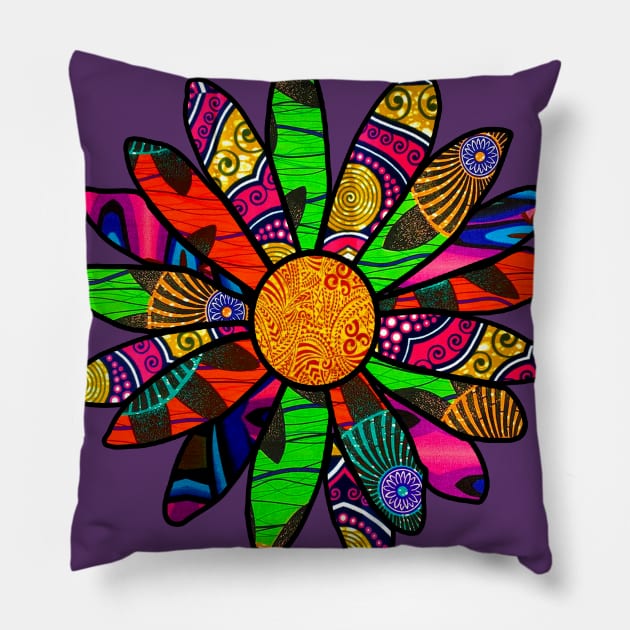 Retro Groove flower Pillow by artbyomega