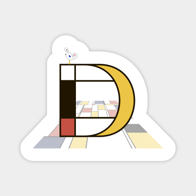 Abstract Art Monogram Artsy Letter D Monogram Magnet