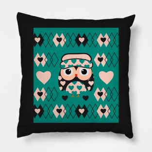 Cute owl and heart pattern Pillow
