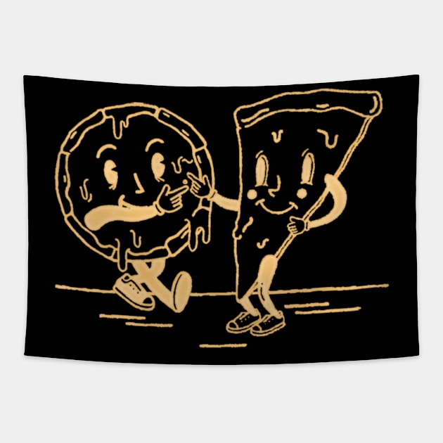 Slice and Pie Pizza Friends Tapestry by InkyArt