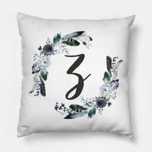 Floral Monogram Z Dark Bohemian Flora Pillow