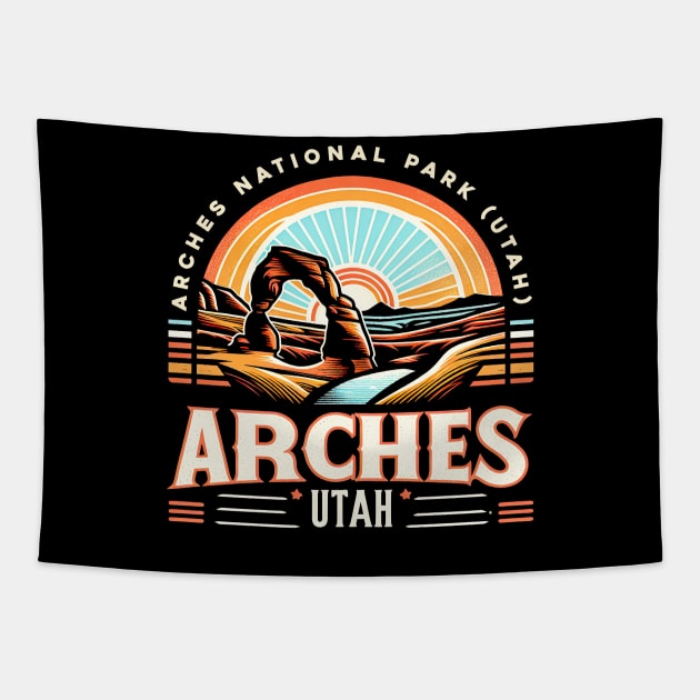 Arches National Park (Utah) Moab Utah Arches Vintage Sunset Tapestry by T-shirt US