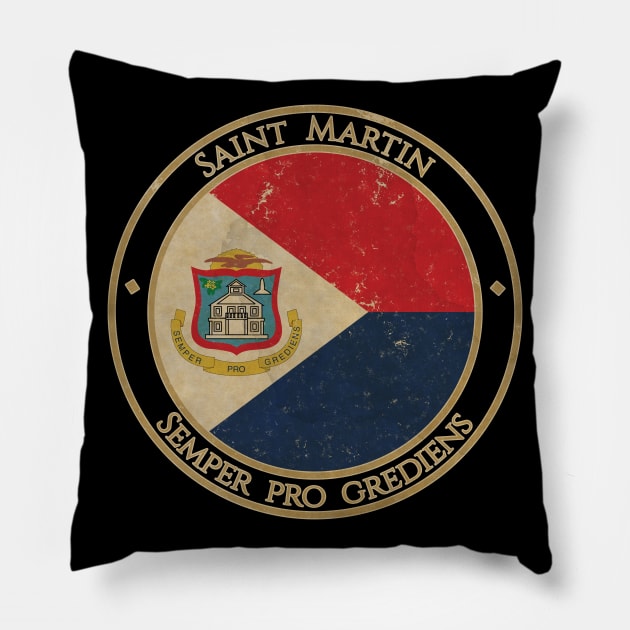 Vintage Sint Maarten USA North America United States Flag Pillow by DragonXX