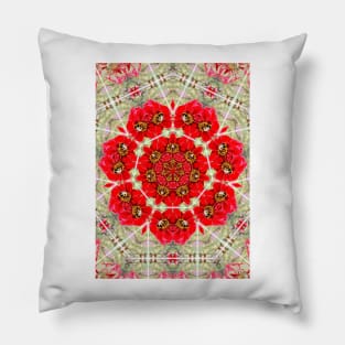 Beautiful Red Rose Flower Mandala Pillow