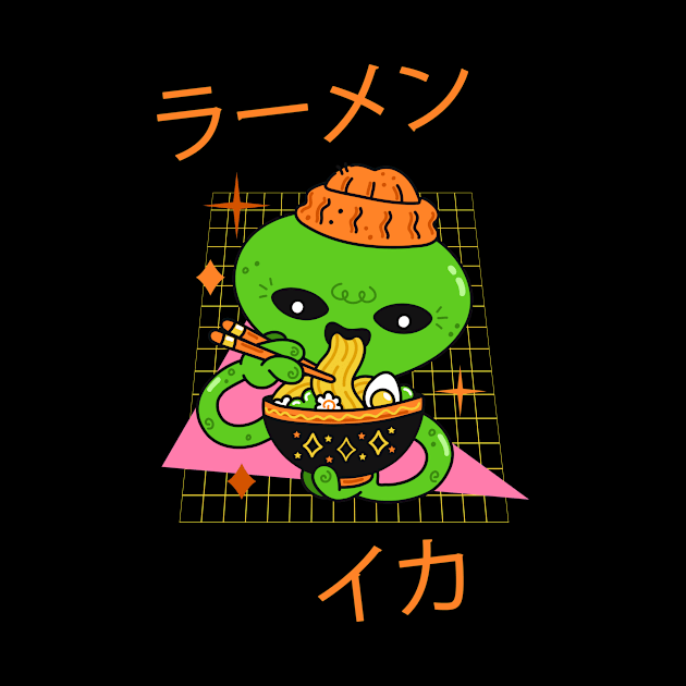 Japanese ramen kawaii noodles octopus by printedartings