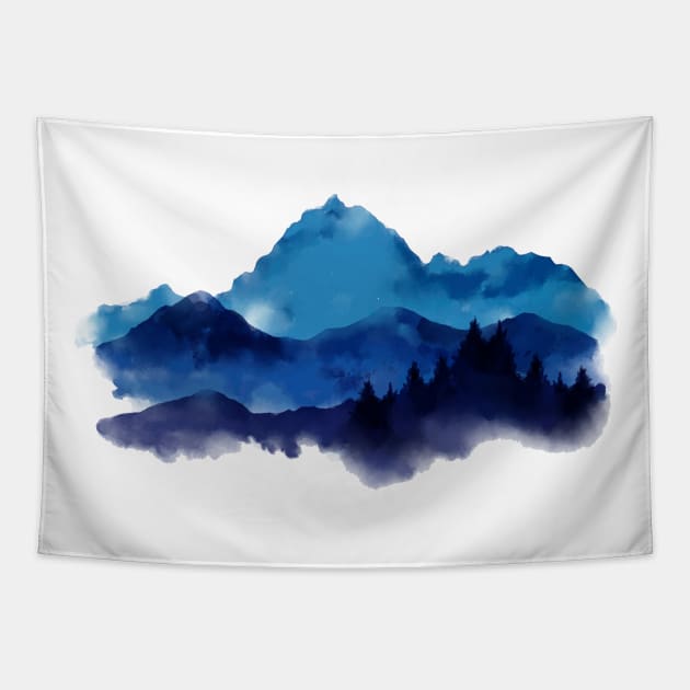 Mountains Watercolor Tapestry by Mako Design 