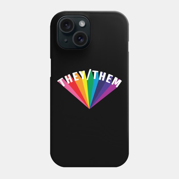 They/Them Pronouns Rainbow Burst Phone Case by lavenderhearts