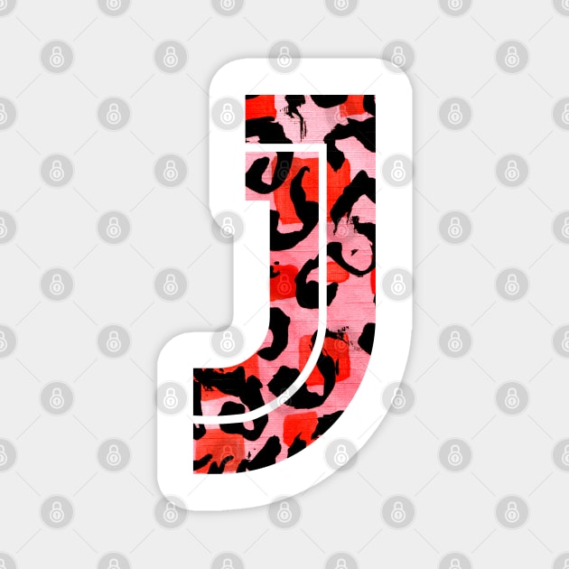 Abstract Letter J Watercolour Leopard Print Alphabet Magnet by Squeeb Creative
