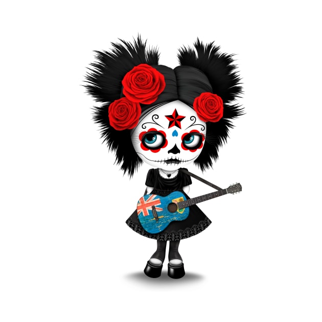Sugar Skull Girl Playing Turks and Caicos Flag Guitar by jeffbartels