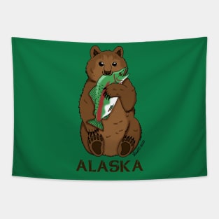 Alaska Fishing Bear Tapestry