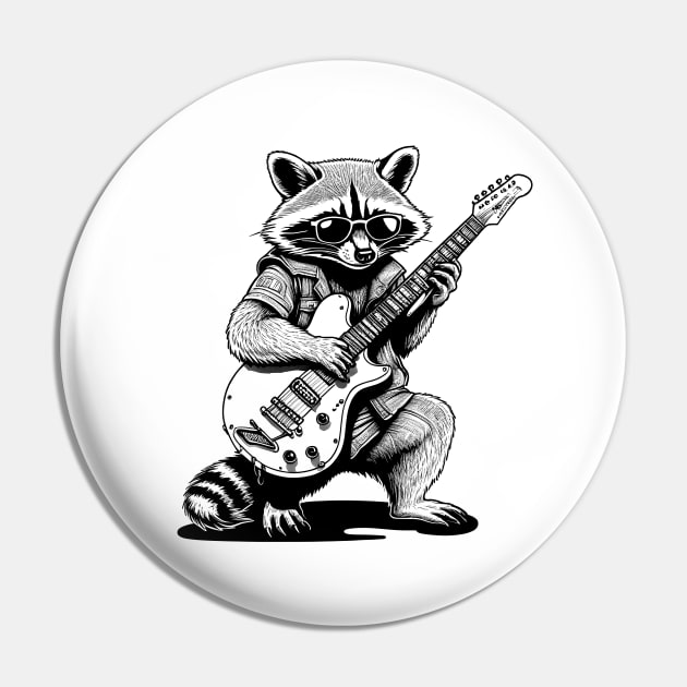 Racoon Playing Electric Guitar Pin by Yilsi