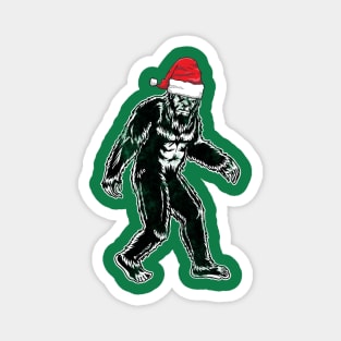 Funny Christmas Santa Hat-Wearing Bigfoot Sasquatch Cryptid Magnet