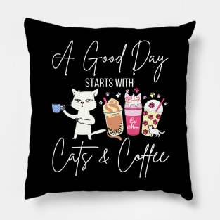 Cats and Coffee Pillow