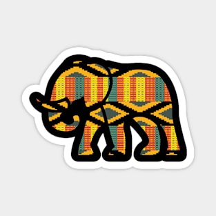 Elephant Animal with African Kente Pattern Magnet