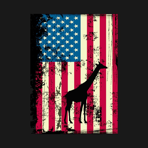 Giraffe American Flag USA Patriotic 4th Of July Gifts by KittleAmandass