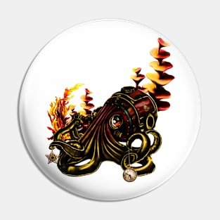 Awesome steampunk octopus with plants Pin