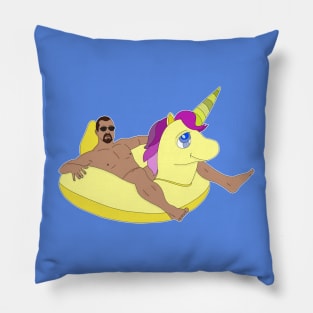 Man lying on inflatable unicorn inflatable buoy Pillow