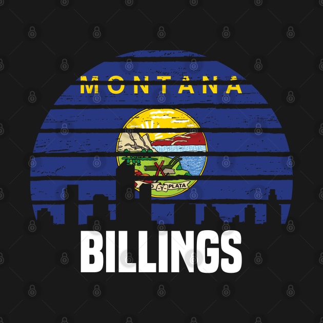 Billings Montana MT Group City Silhouette Flag Gift by jkshirts