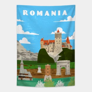 Romania. Retro travel minimalist poster Tapestry