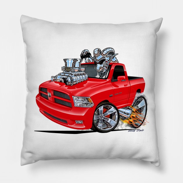 Dodge RAM Red Truck Pillow by vincecrain