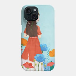 Modern Beautiful Lady With Flowers Phone Case