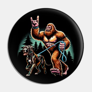 Bigfoot Walking Great Dane Majesty, Tee Triumph for Dog Lovers Pin