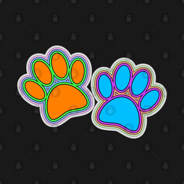 Dog Paw Prints In Vibrant Colors by Braznyc