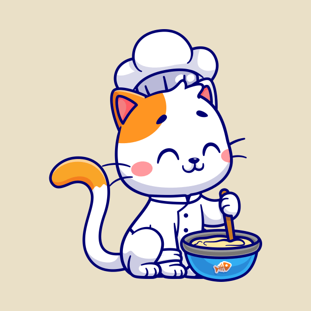 Cute Cat Chef Cooking Cartoon by Catalyst Labs