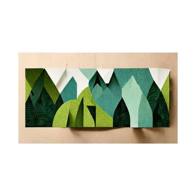 Deep in the Hillside Forest - Abstract Minimalism Papercraft Landscape by JensenArtCo