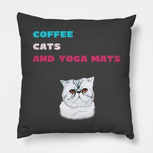 Coffee cats and yoga mats funny yoga and cat drawing Pillow