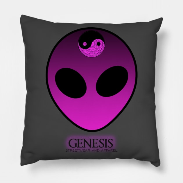 Genesis Streetwear -  Alien logo purple nurple Pillow by retromegahero