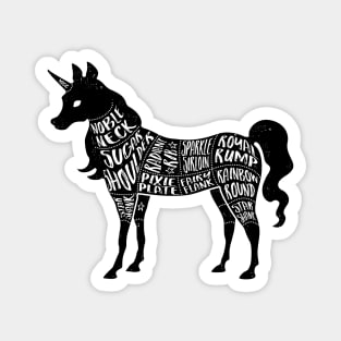 Unicorn - Fantasy Butcher Cuts of Meat - Black Magnet