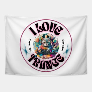 Trance - I Love Trance Cat (white/pink) Tapestry